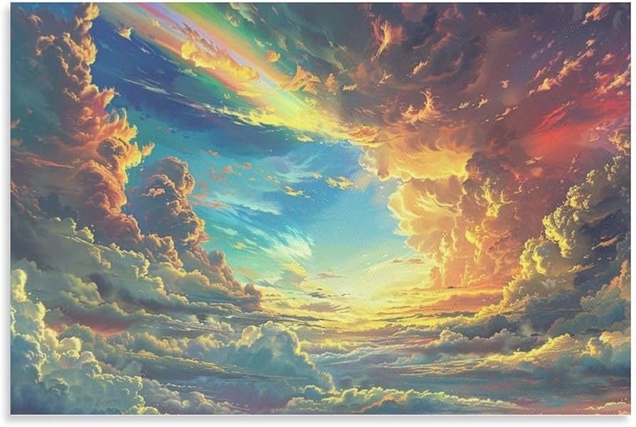 油絵　太陽と雲 油絵 太陽と雲 ふじゆう | 油絵 入道雲と飛行機雲 サイズ:F4 夏も